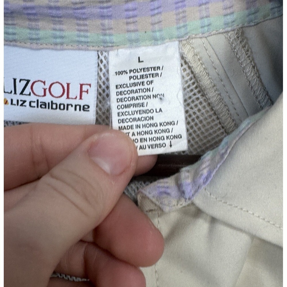 VTG LizGolf Liz Claiborne Tan Pullover Golf Windbreaker Jacket Rain‎ Coat Sz L - Picture 8 of 16